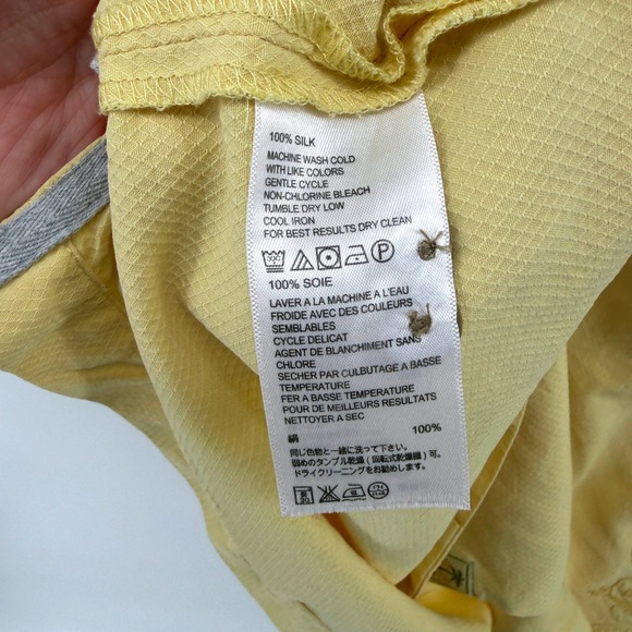 Tommy Bahama XL Tonal Floral Silk Blend Camp Shirt Yellow Short Sleeve- Flawed‎ - Picture 10 of 10